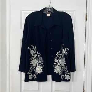 Elegant Floral Navy Blazer